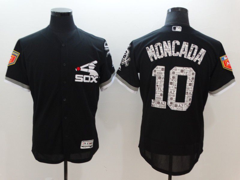 Men Chicago White Sox 10 Moncada Black Elite Spring Edition MLB Jerseys